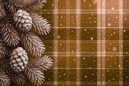 Christmas background with fir tree and snowflakes. Toned.の素材