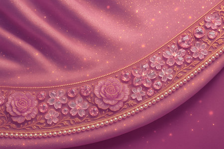 Fabric texture with a pattern of flowers. 3d rendering, 3d illustration.の素材