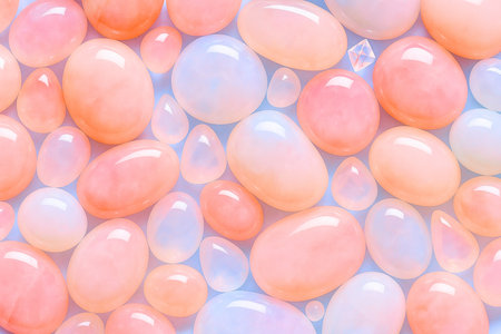 Pink and blue beads on a blue background. Seamless pattern.の素材