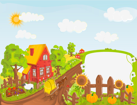 Rural landscape vector illustrationのイラスト素材