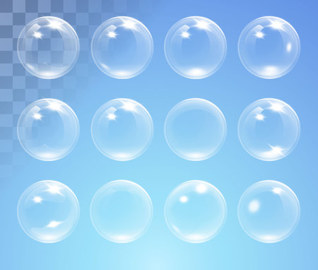 Set of shiny bubbles vector illustrationのイラスト素材