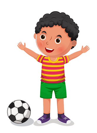 Boy with a ball vector illustrationのイラスト素材