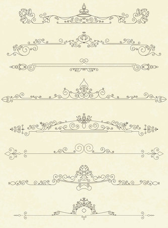 Set of vintage line dividers vector illustrationのイラスト素材