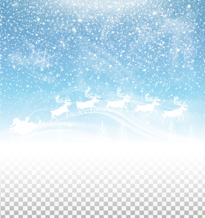 Winter sky with falling snow and santa clausのイラスト素材