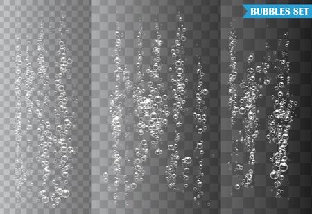Set of bubbles under water isolated on transparent background. Vector illustrationのイラスト素材