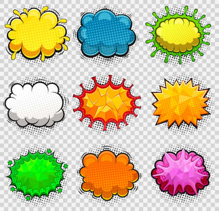 Comic speech bubbles isolated on transpared background vector illustrationのイラスト素材