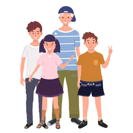 A group of children are standing together vector illustrationのイラスト素材