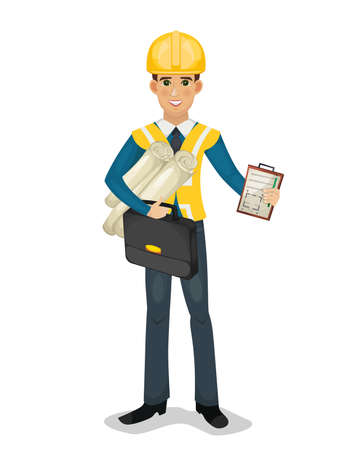 Civil engineer character isolated vector illustrationのイラスト素材