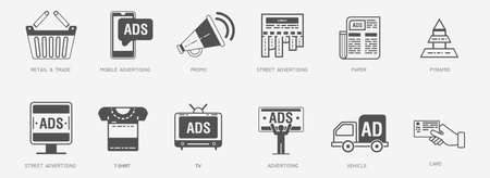 Icons of advertising marketing product promotion vector illustrationのイラスト素材