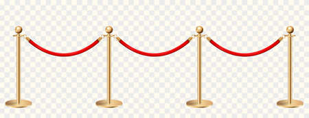 Golden barriers front view on transparent background vector illustrationのイラスト素材
