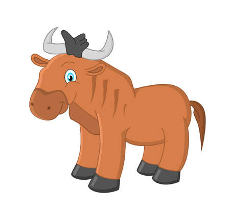 Cute cartoon wildebeest vector illustration.のイラスト素材