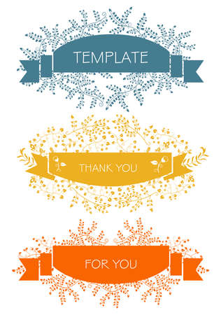 Flat ribbons with floral decor vector illustrationのイラスト素材