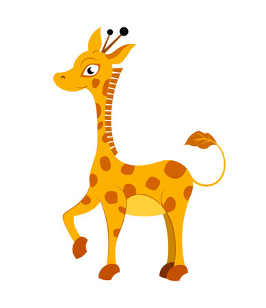 Ð¡ute baby giraffe character. Flat vector cartoon illustration. Funny wild animal isolated on white background.のイラスト素材