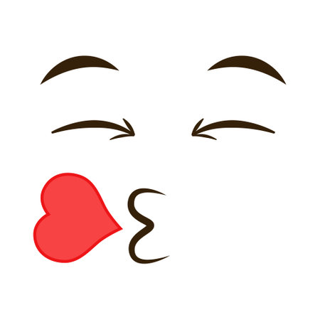 Cartoon kissing face with heart vector illustrationのイラスト素材