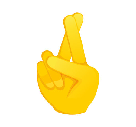 Crossed fingers icon. Yellow gesture emoji vector illustrationのイラスト素材