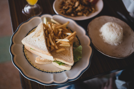 Sandwich and friesの写真素材