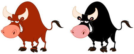 Cartoon bull in two different color versionsのイラスト素材