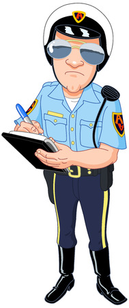 Policeman in uniform writing a ticket のイラスト素材