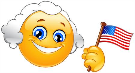 George Washington emoticon holding a flag of USAのイラスト素材