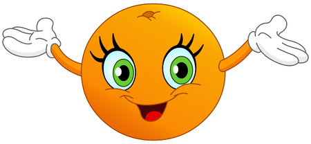 Cartoon orange raising her handsのイラスト素材