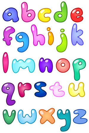 Colorful bubble-shaped small letters set のイラスト素材