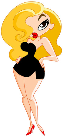 Sexy cartoon woman wearing black little dressのイラスト素材