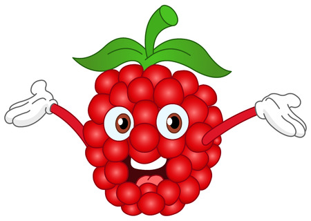 Cartoon raspberry raising his handsのイラスト素材