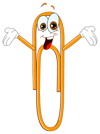 Cartoon paper clip raising his handsのイラスト素材
