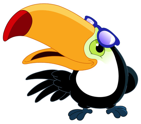 Cartoon toucan wearing sunglasses