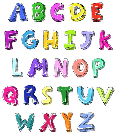 Hand drawn colorful  ABC lettersのイラスト素材