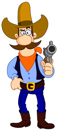 Cartoon cowboy holding his gunのイラスト素材