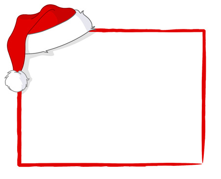 Santa's cap hanging on a blank cardのイラスト素材