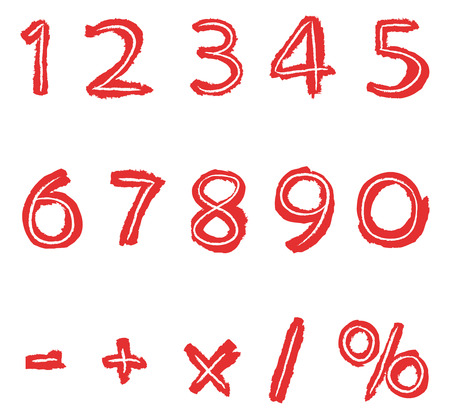  hand drawn red numbersのイラスト素材