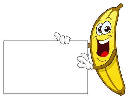 Cheerful banana holding a signのイラスト素材