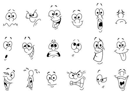 Cartoon facial expressions set