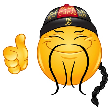 Chinese emoticon with thumb upのイラスト素材