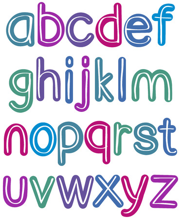 Colorful retro lower case brush alphabetのイラスト素材