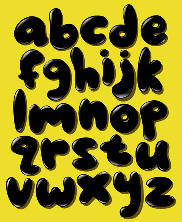 Black lower case bubble alphabet setのイラスト素材