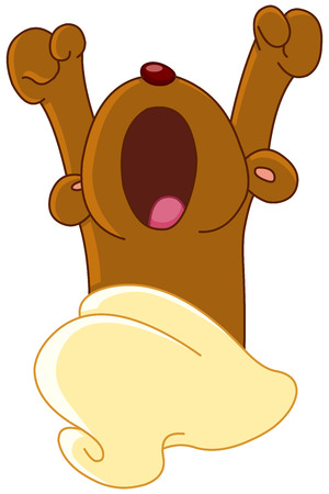 Teddy bear waking up or going to sleep yawning and stretchingのイラスト素材