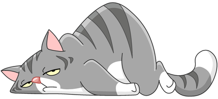 Tired cat lying on its stomachのイラスト素材