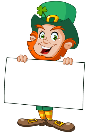 Leprechaun carrying a blank signのイラスト素材