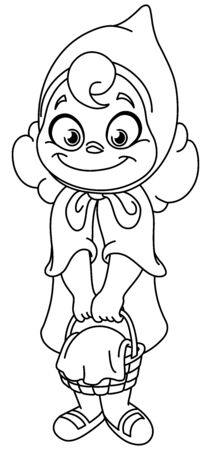Outlined little red riding hood. Vector line art illustration coloring page.のイラスト素材