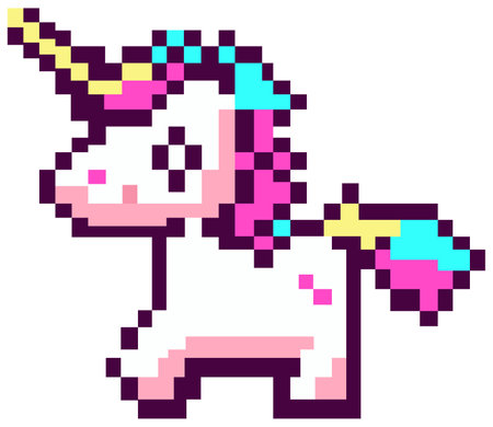Pixel art 8bit of a colorful unicornのイラスト素材