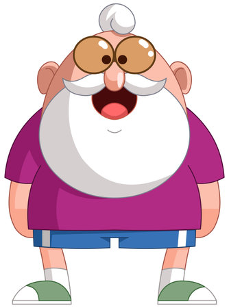 Happy old man with eyeglasses in sportswearのイラスト素材