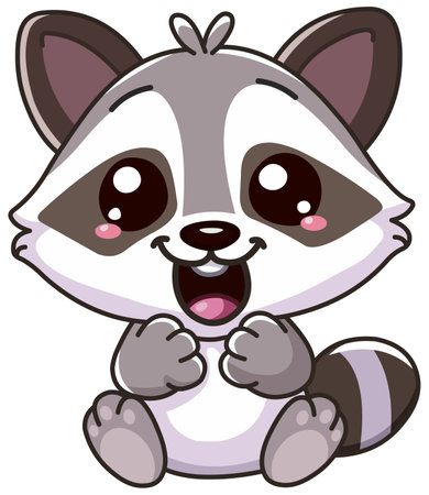 Happy and cute baby raccoon sittingのイラスト素材