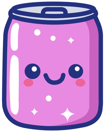 Cute soda can soft drink character in a kawaii styleのイラスト素材