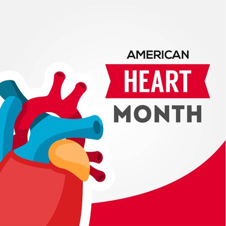 American Heart Month Vector Design For Banner or Backgroundのイラスト素材