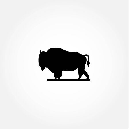 Buffalo Animal Silhouette Vector For Banner or Backgroundのイラスト素材