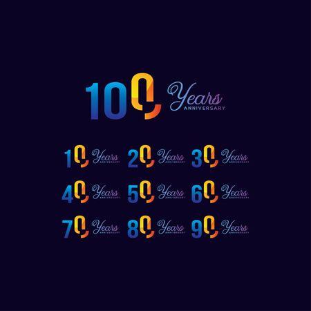 Anniversary Set Numbers Gradient Designのイラスト素材