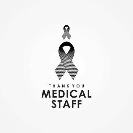 Black Awareness Ribbon For Nurses, Doctor, And Medical Staff Fight Corona Virusのイラスト素材